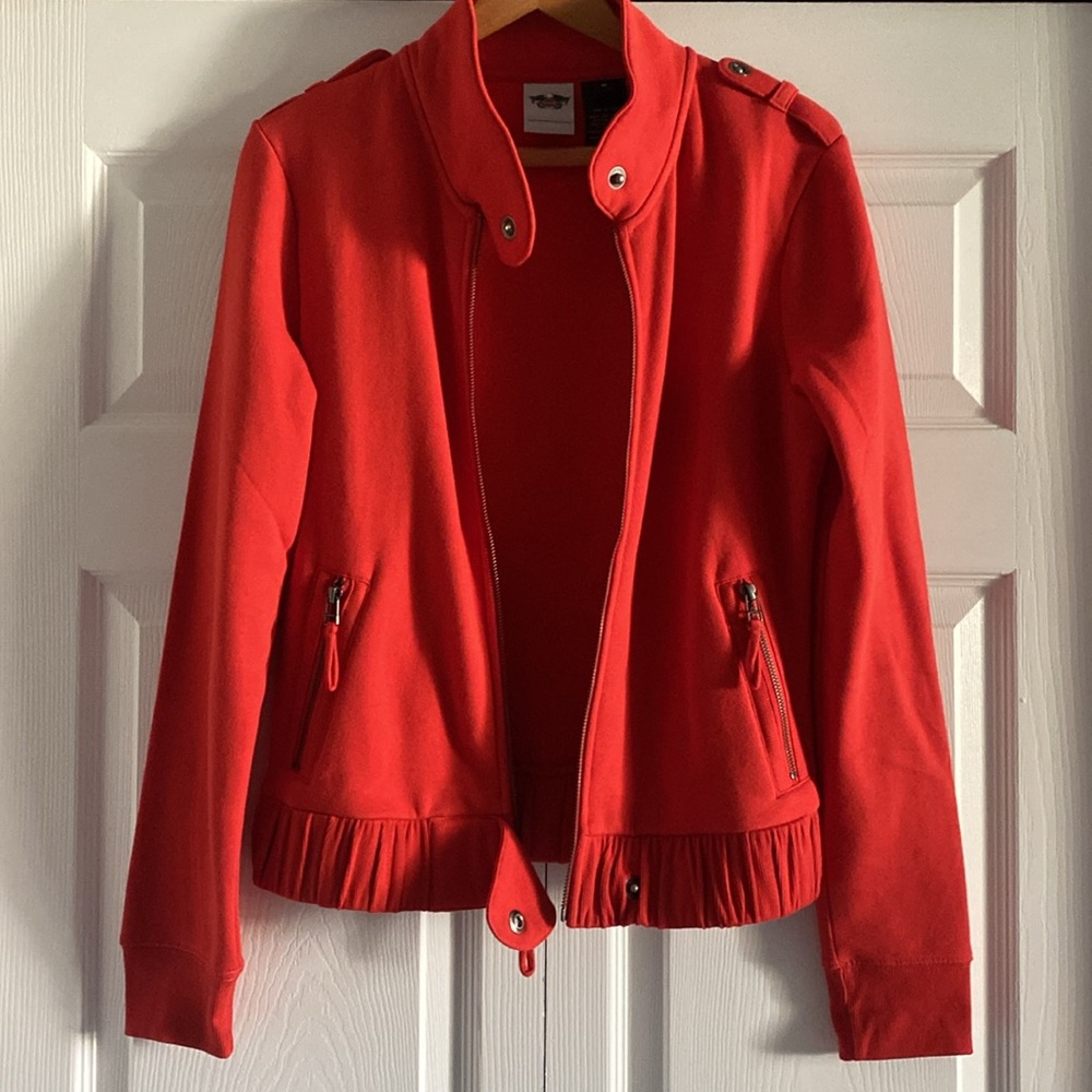 Harley Davidson Orange Motorcycle Style Sweatshirt/Jacket - Size Medium